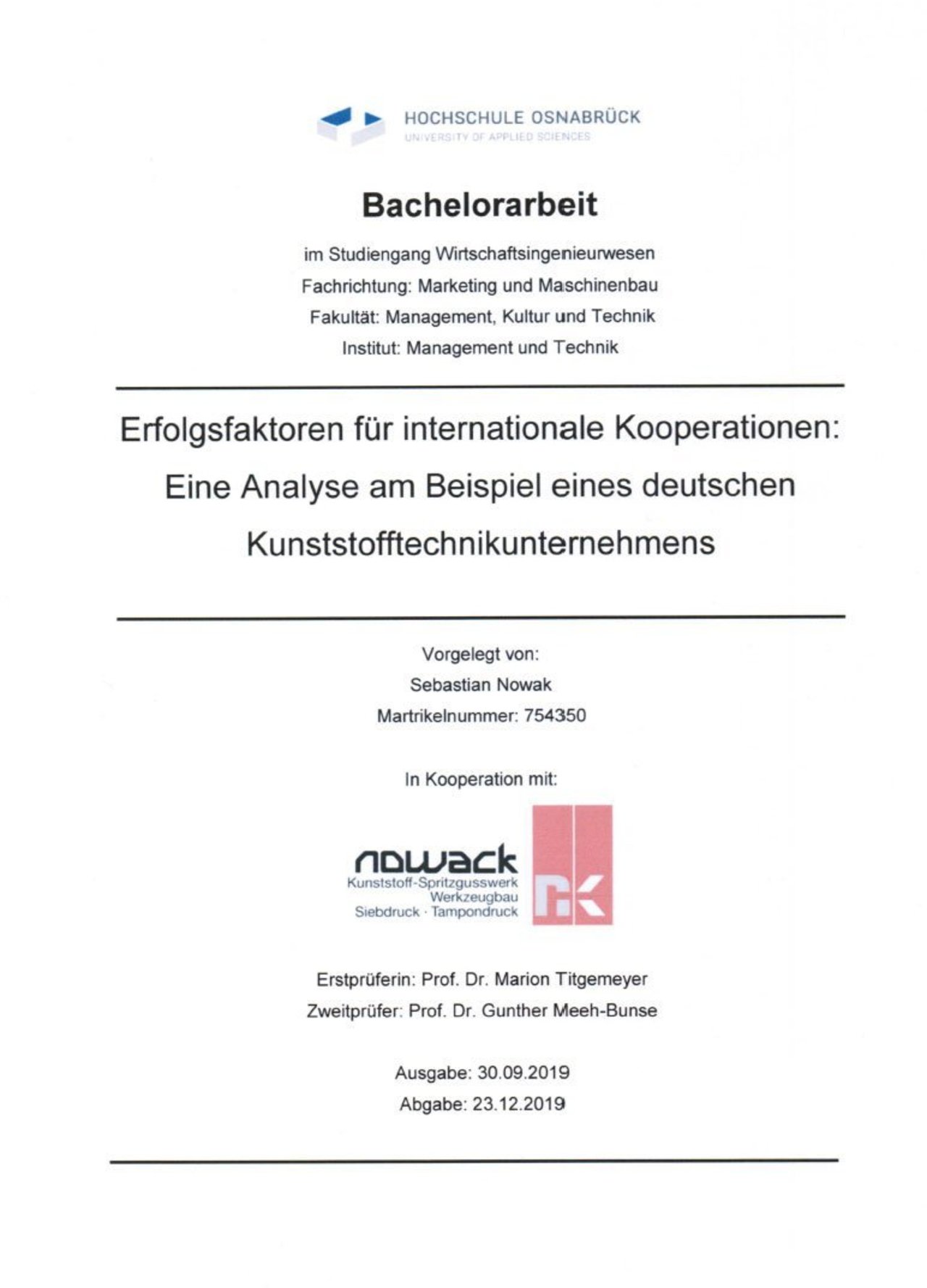 Nowack-Nachwuchs lotet Erfolgsfaktoren für internationale Kooperationen aus Image 1